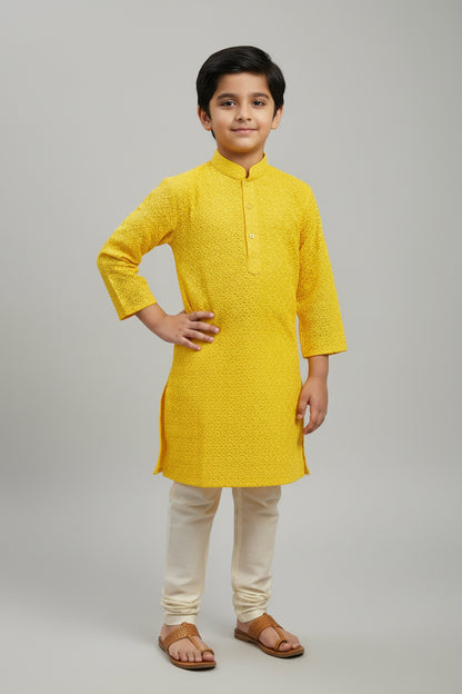 Yellow : Kids kurta pajama set by Kurti Connection USA