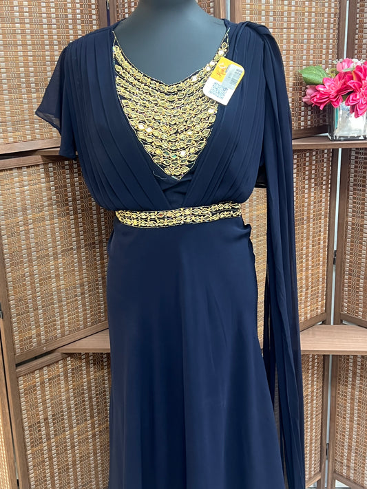 Party wear long gown with attached dupatta