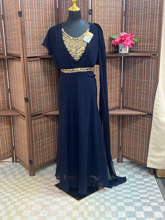 Party wear long gown with attached dupatta