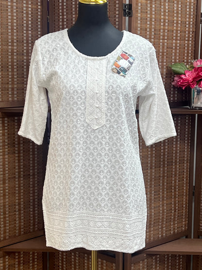 Chikankari white Kurti : short Kurti