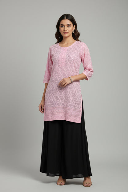 Chikankari short kurti by Kurti Connection USA