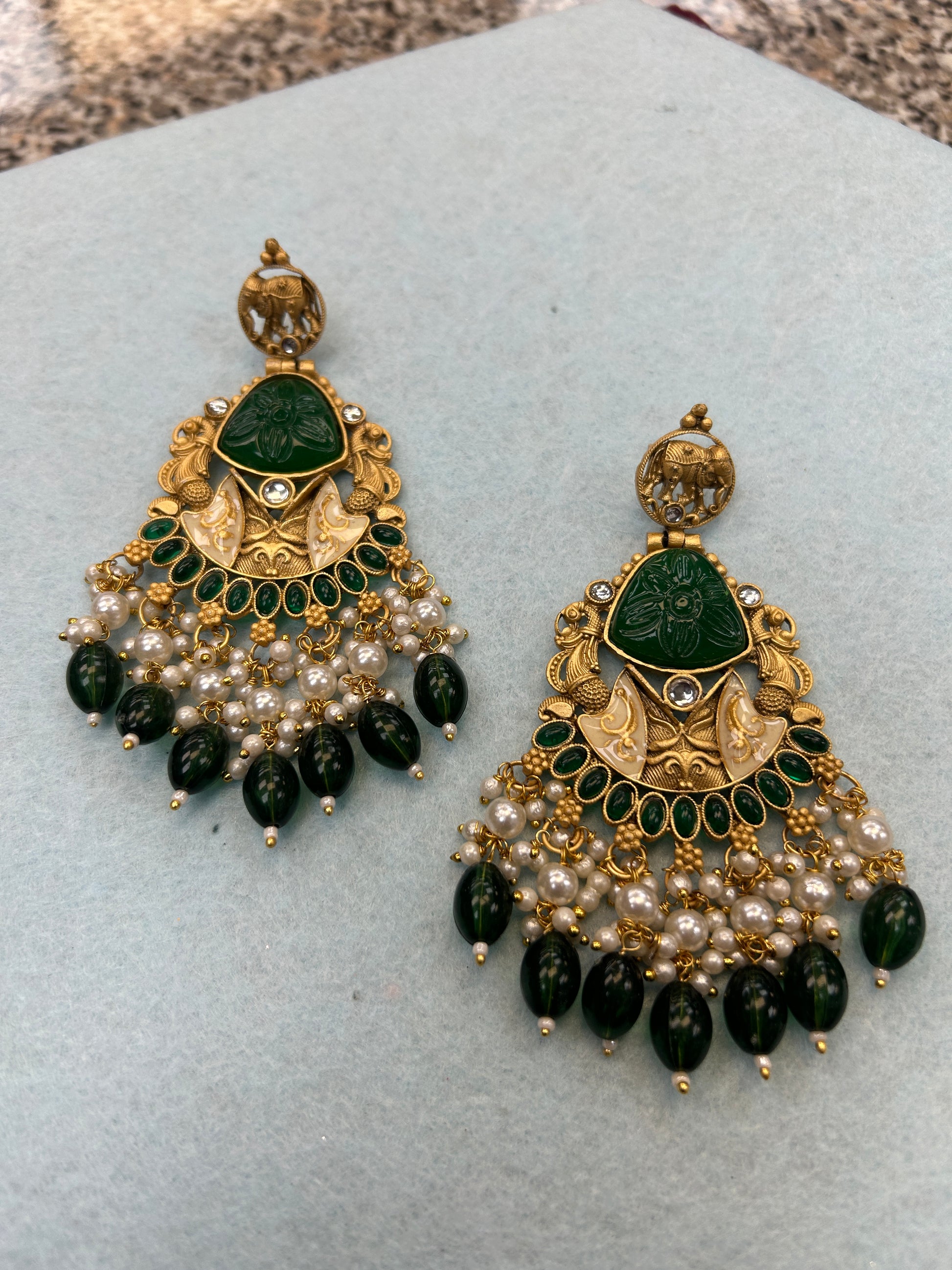 Long jhumki earrings by Kurti Connection USA