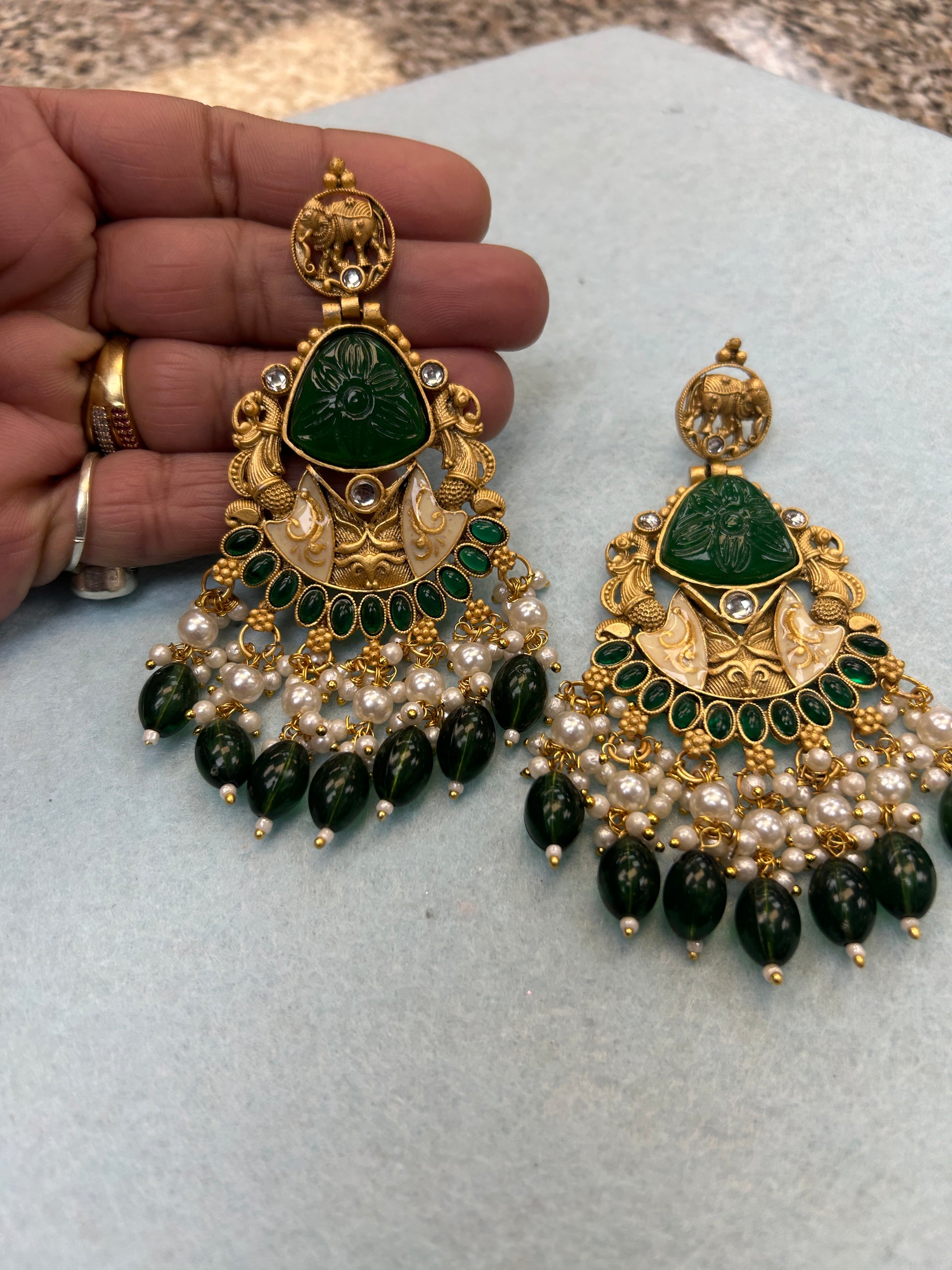 Long jhumki earrings by Kurti Connection USA