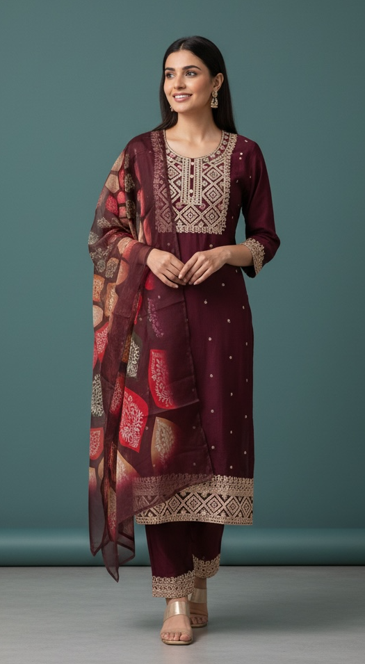 Soft silk kurti pant set | salwar suit