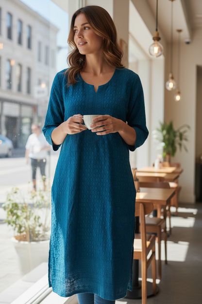 Blue Chikankari Kurti