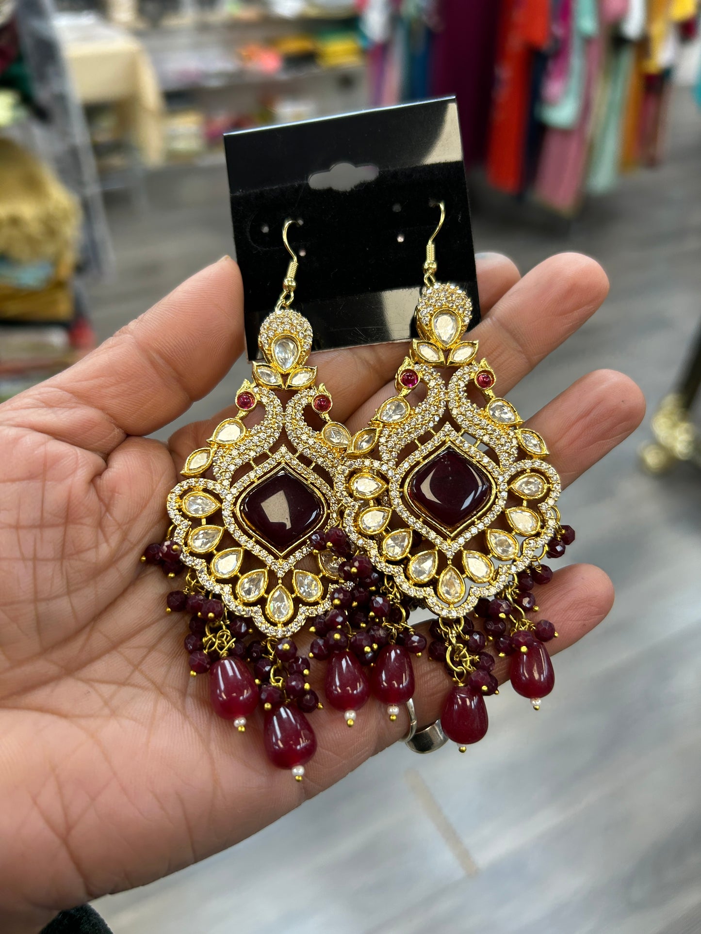 Kundan earrings by Kurti Connection USA