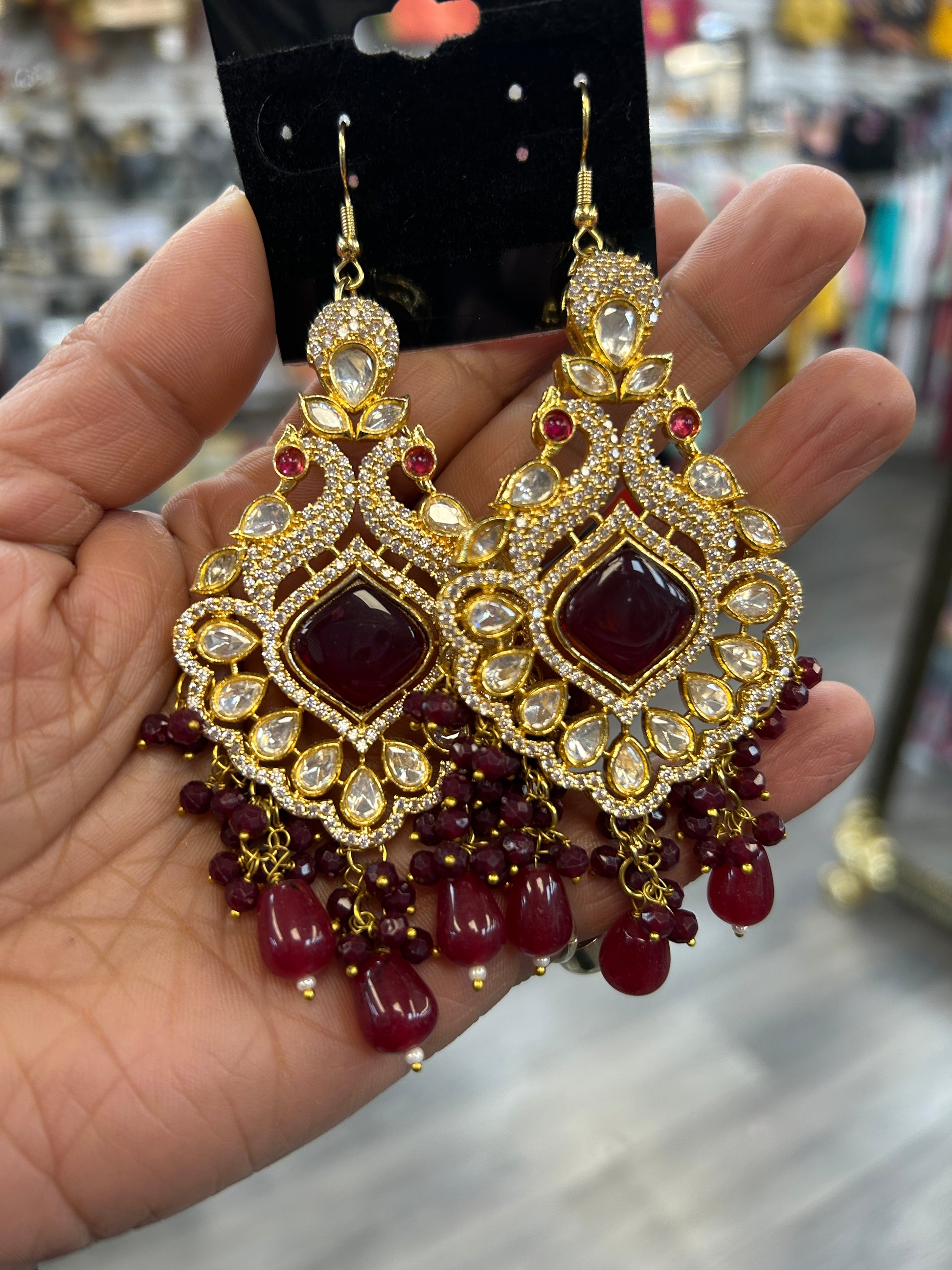 Kundan earrings by Kurti Connection USA