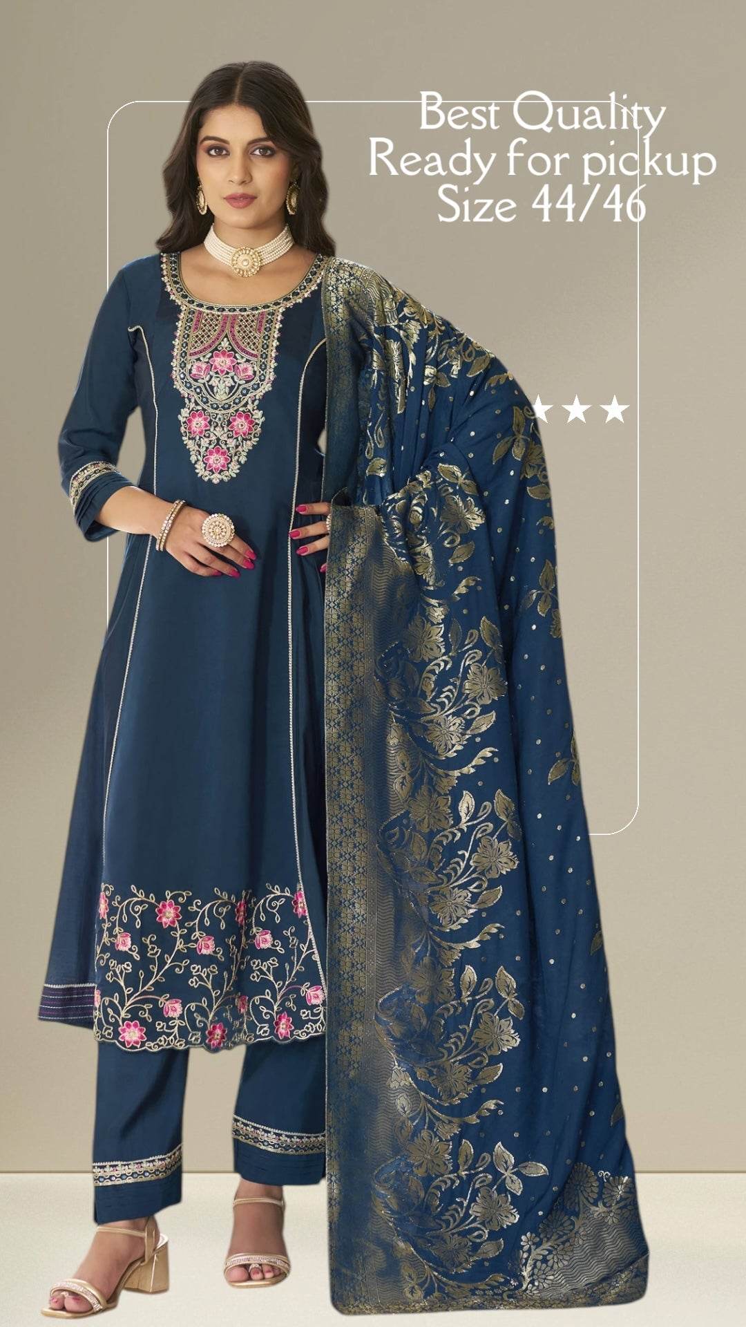 Silk Anarkali Kurti set - Kurti Connection USA