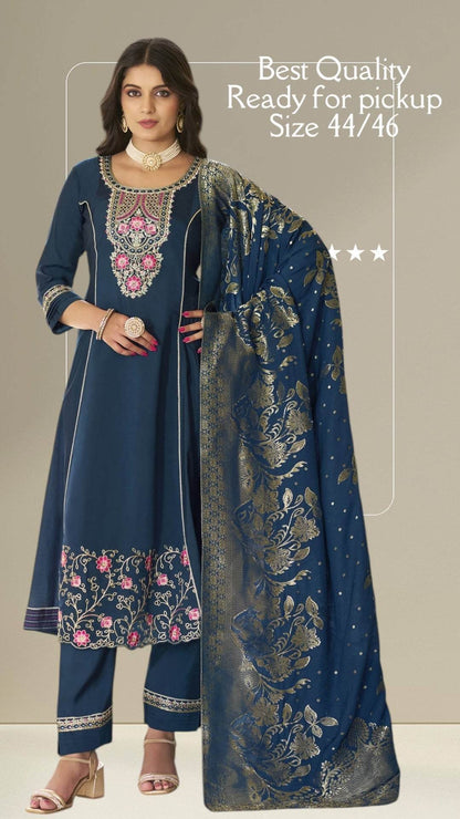 Silk Anarkali Kurti set - Kurti Connection USA