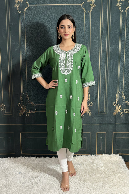 Crape silk chikankari work kurti