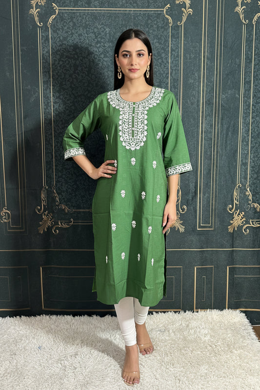 Crape silk chikankari work kurti