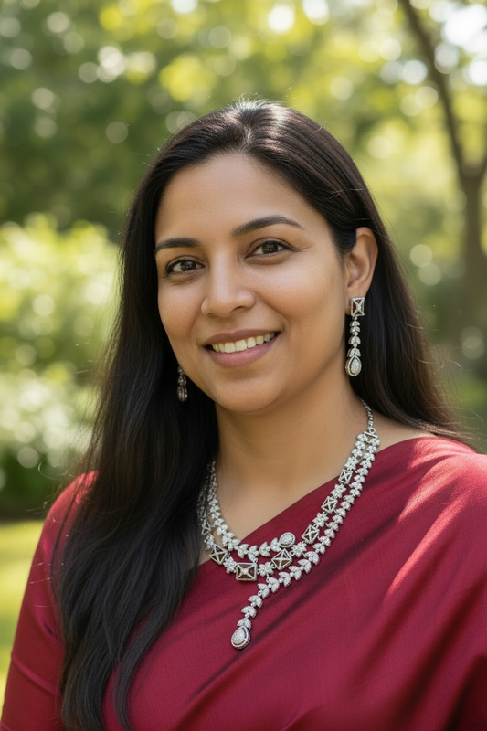 AD maroon stone necklace set