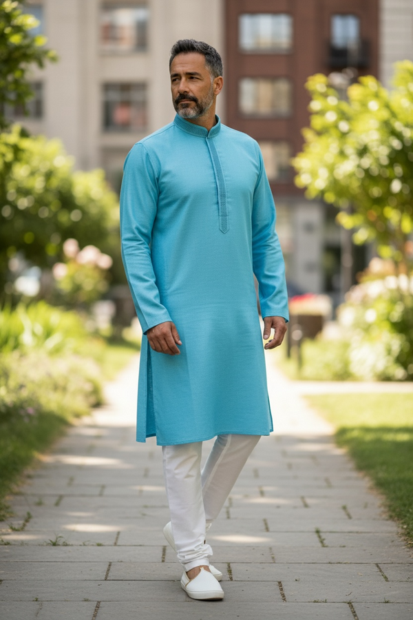 Light blue poly silk Kurta set