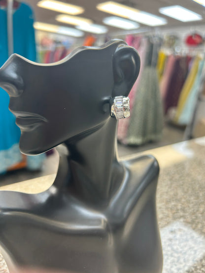 Silver tops/CZ ear earrings