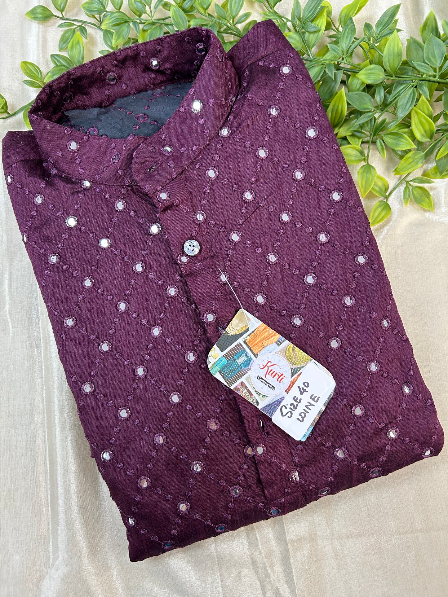 Cotton silk kurta - Kurti Connection USA
