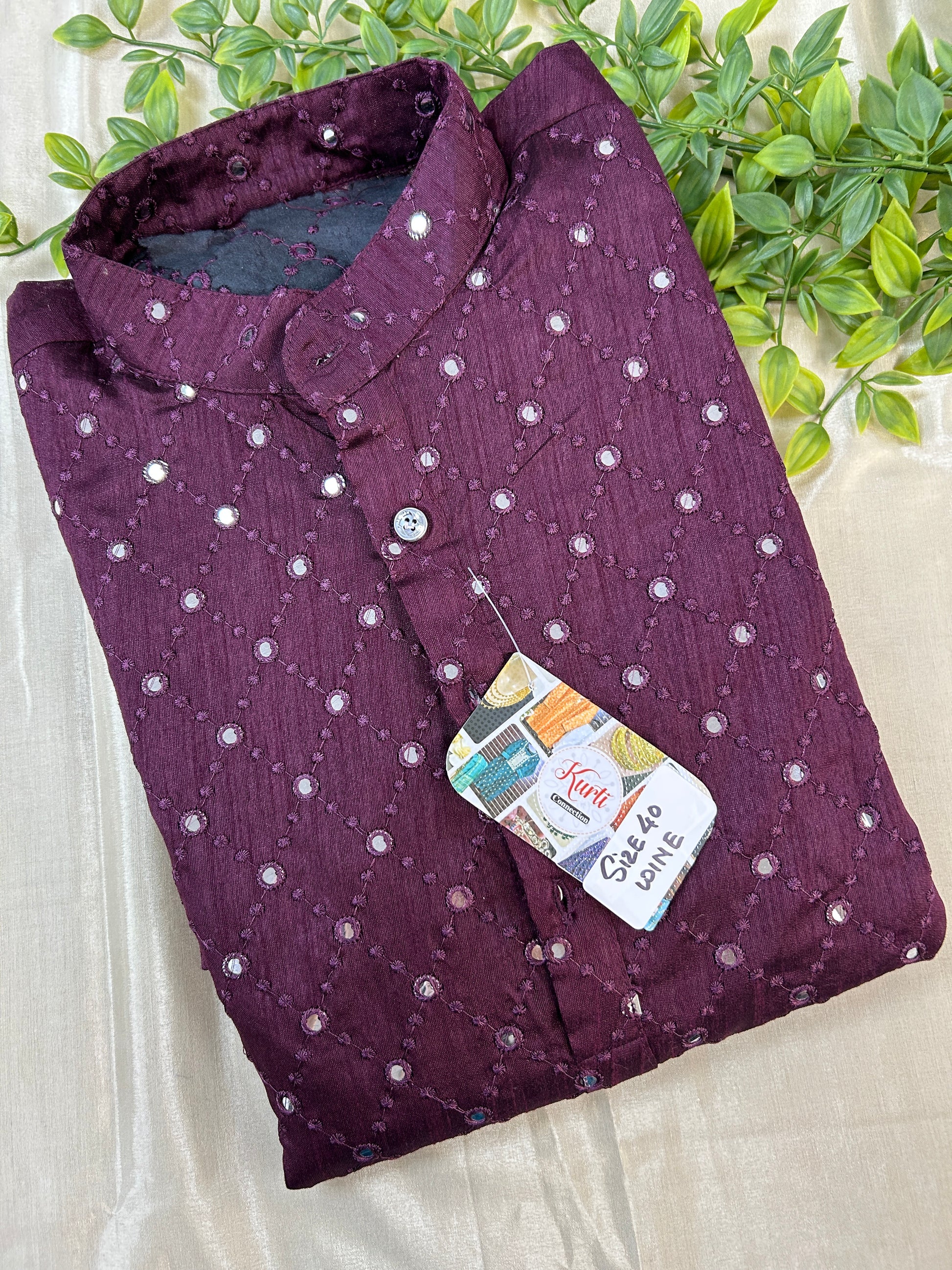 Cotton silk kurta - Kurti Connection USA