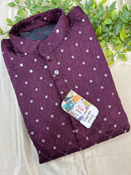 Cotton silk kurta - Kurti Connection USA