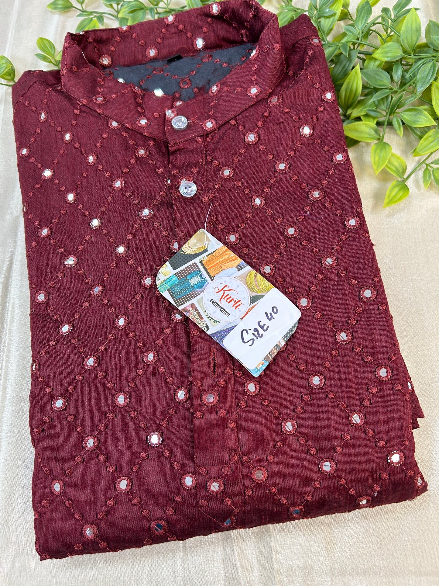 Cotton silk kurta - Kurti Connection USA
