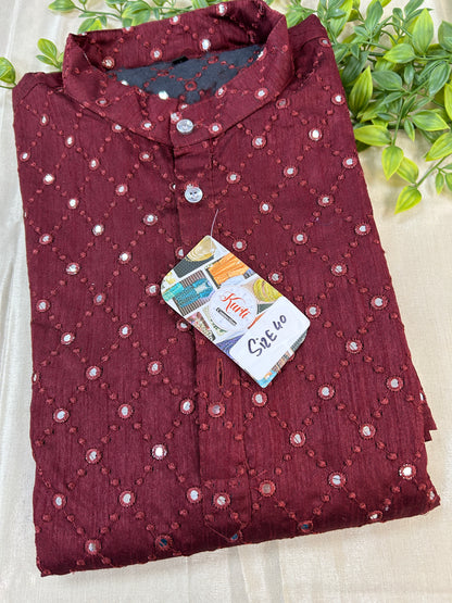 Cotton silk kurta - Kurti Connection USA