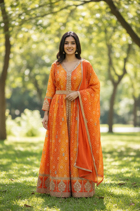 Bandhani long dress / Anarkali