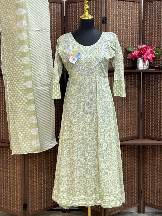 Cotton Long kurti with dupatta