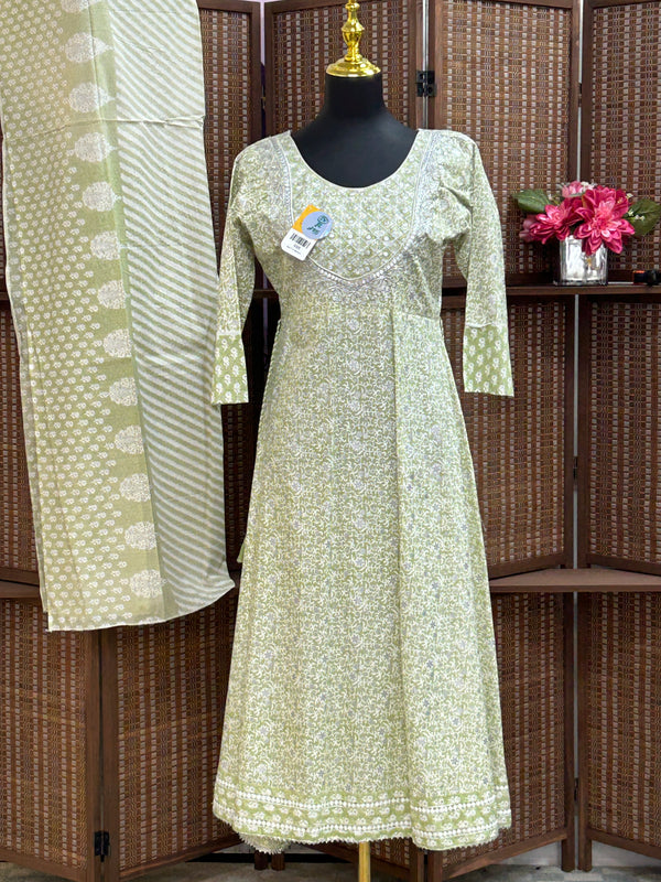 Cotton Long kurti with dupatta