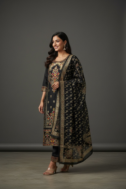 Black banarasi salwar suit set