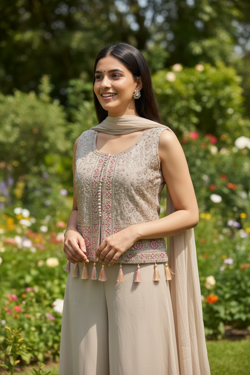 Crop top set / party wear Kurti Plazzo set