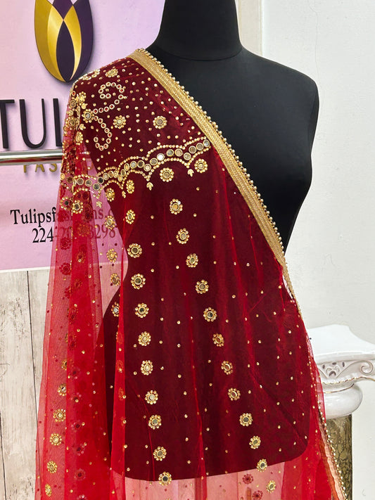 Red Bridal dupatta