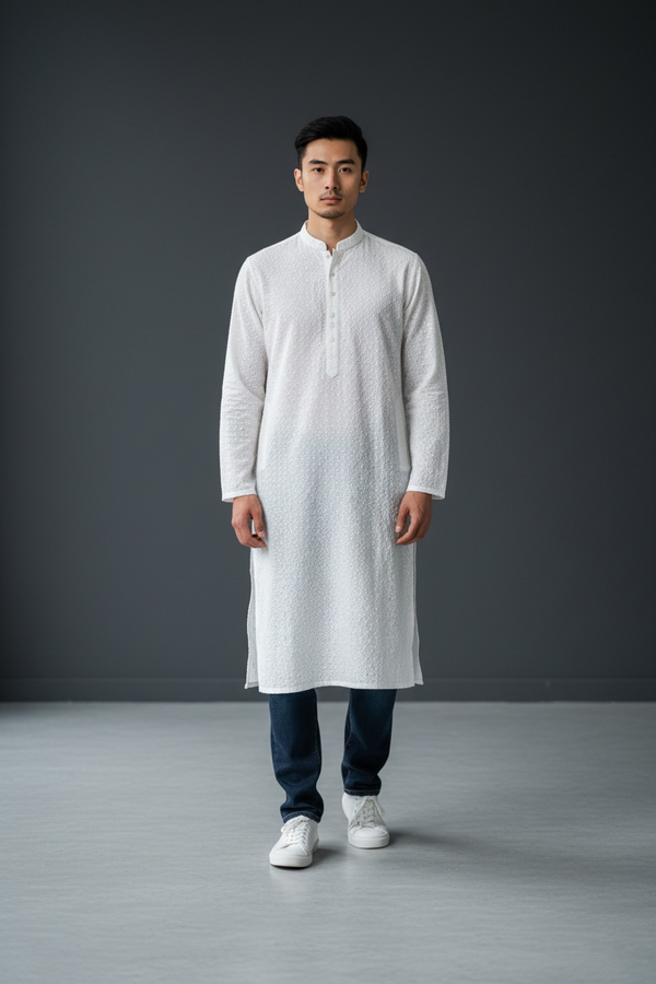 White chikankari Kurta