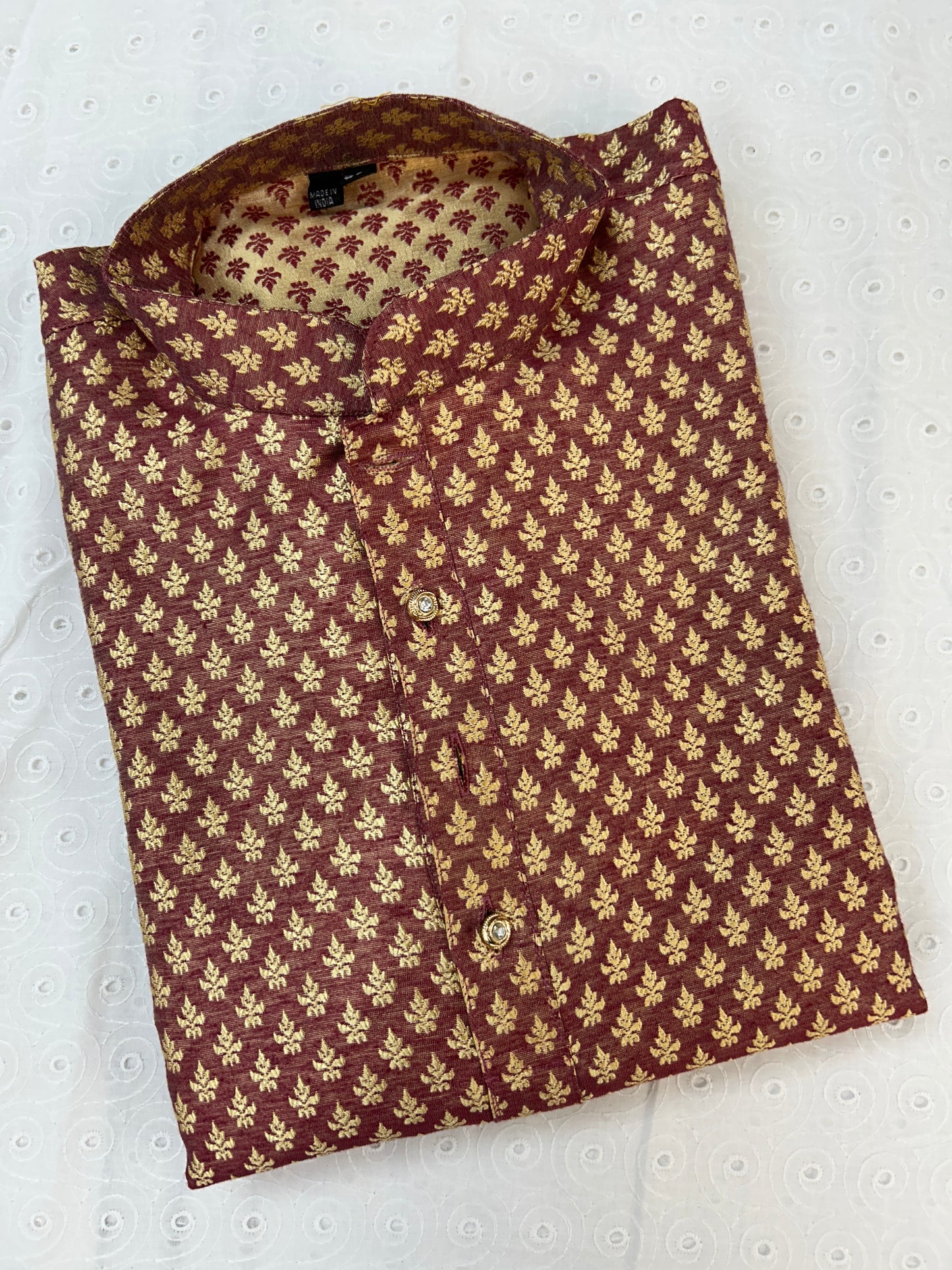 Maroon kurta with gold pant