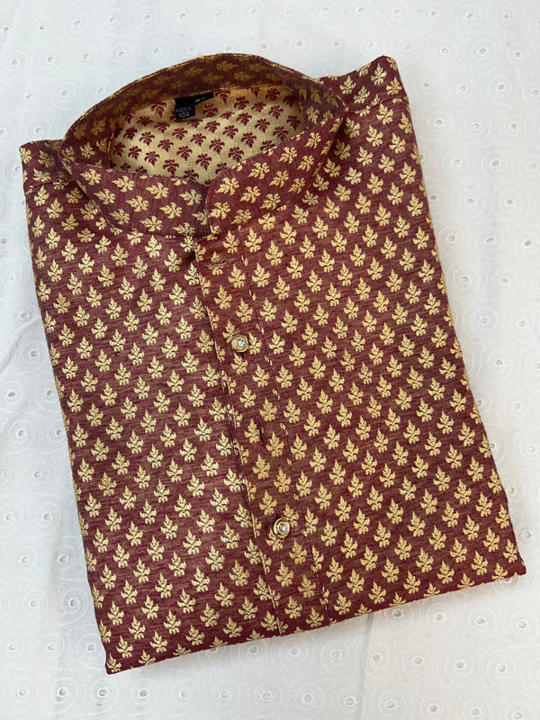 Maroon kurta with gold pant