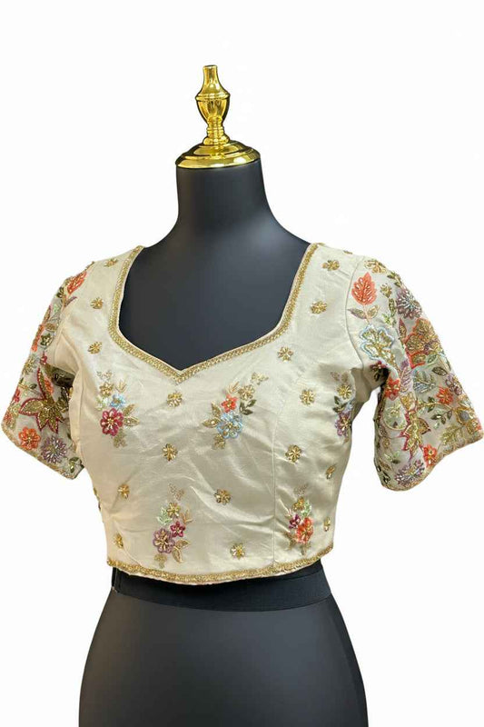 Tissue silk blouse with embroidery work