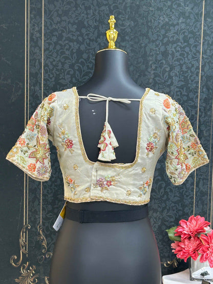 Tissue silk blouse with embroidery work