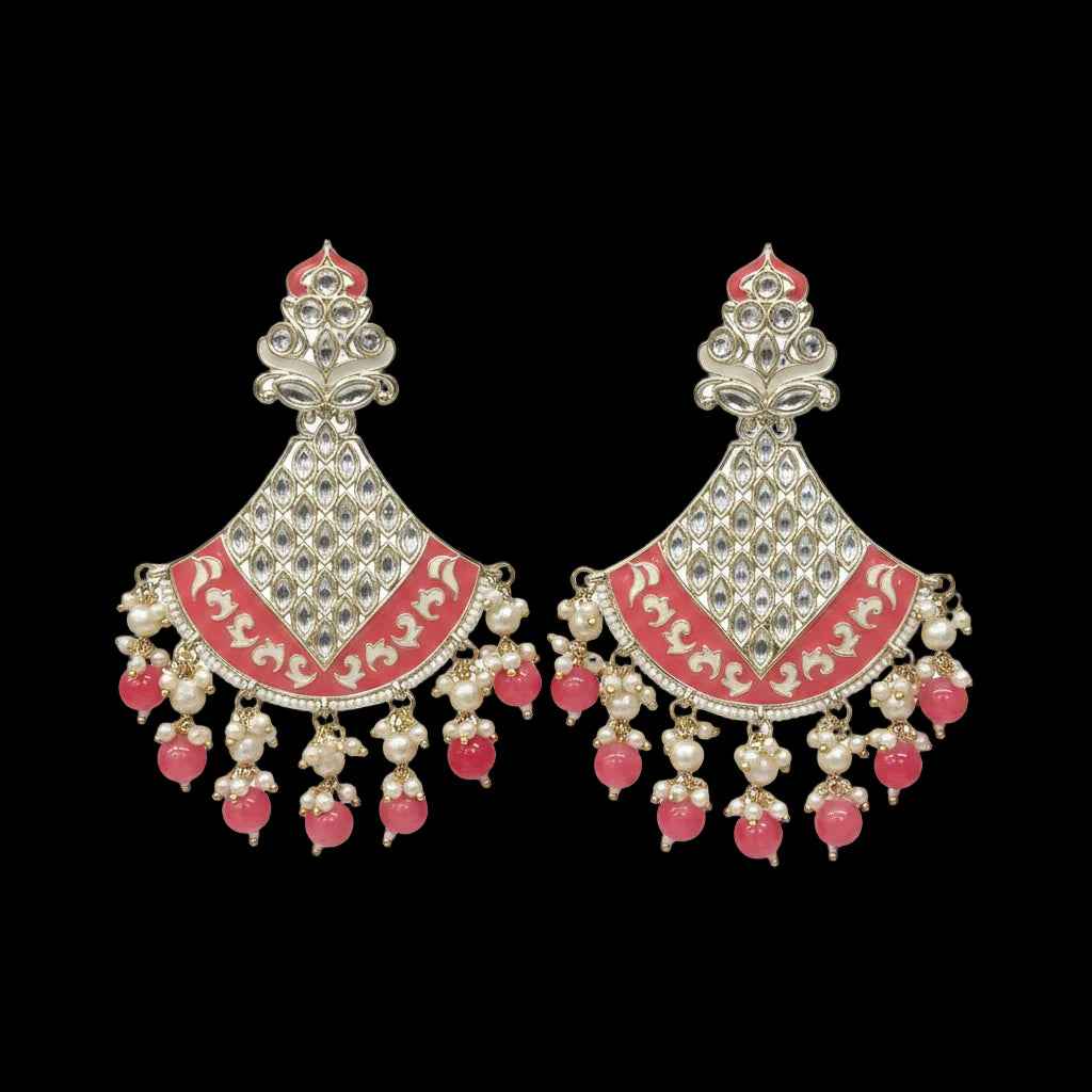 Kundan Meenakari Jhumki earrings
