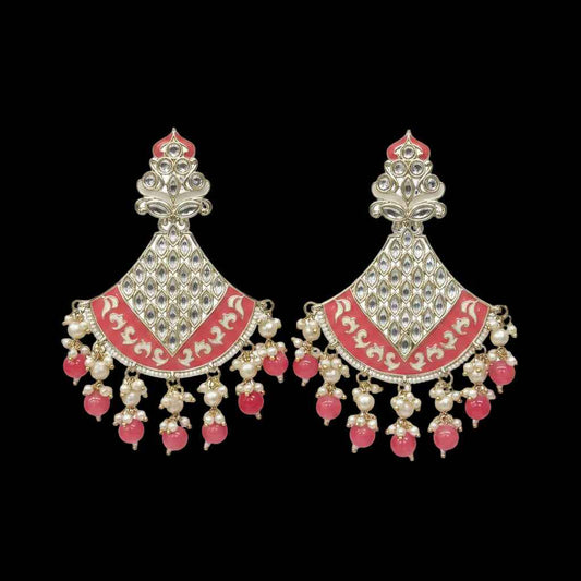 Kundan Meenakari Jhumki earrings