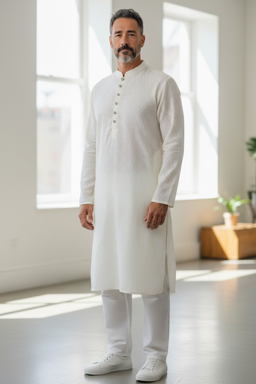 Off white chikankari Kurta set