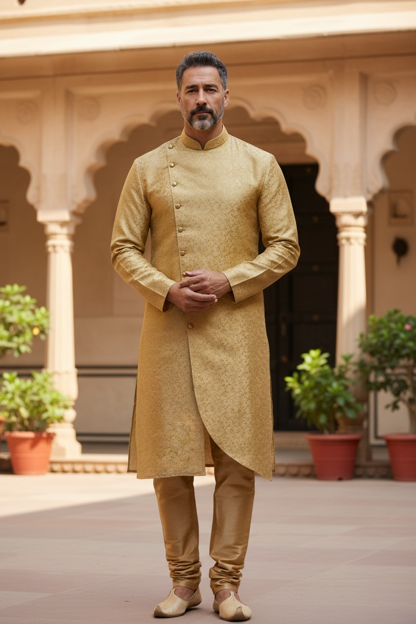 Silk kurta set with gold pant