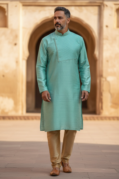 Raw Silk kurta with gold pant