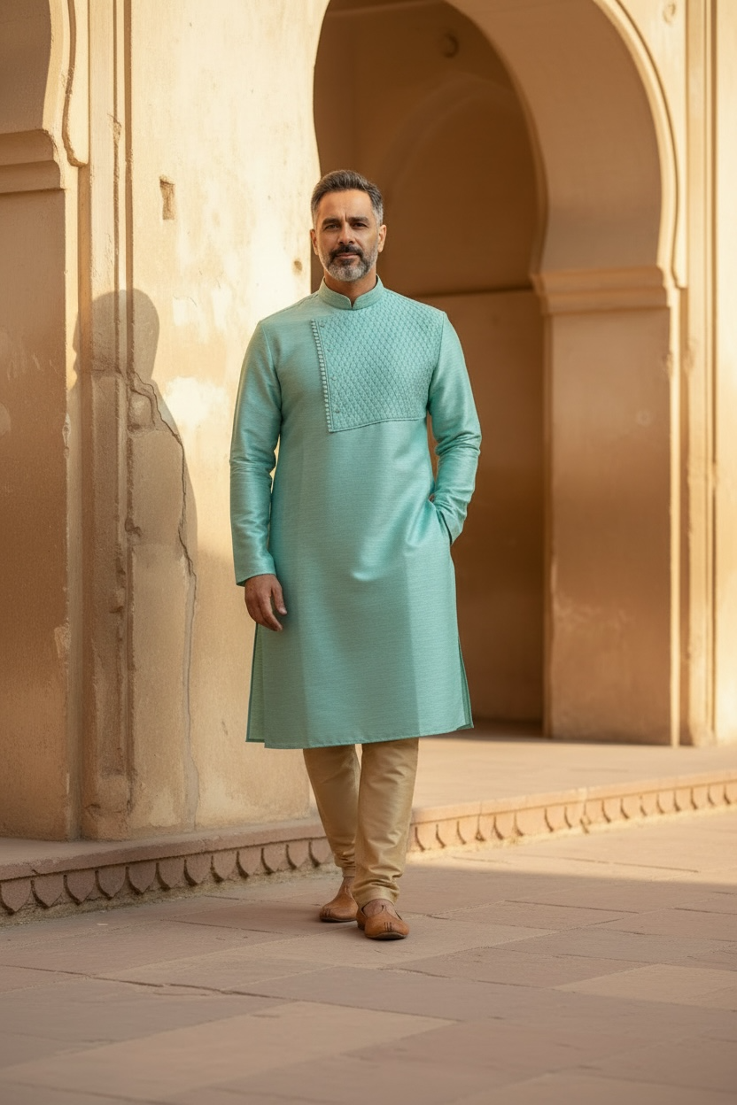 Raw Silk kurta with gold pant