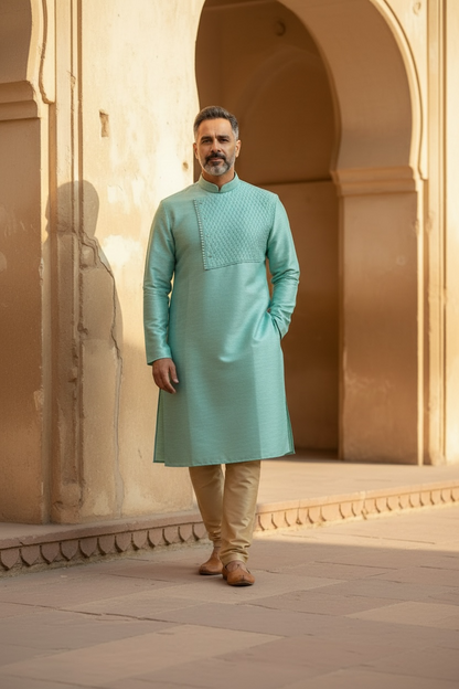 Raw Silk kurta with gold pant