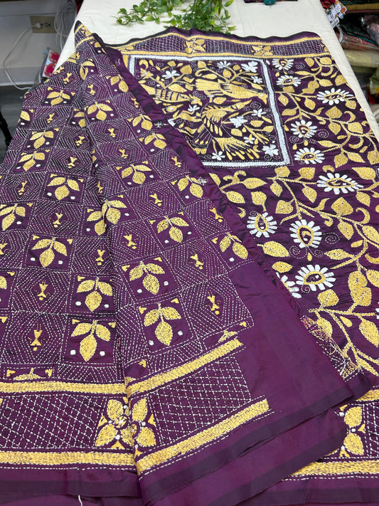 Kantha stitch saree - Kurti Connection USA