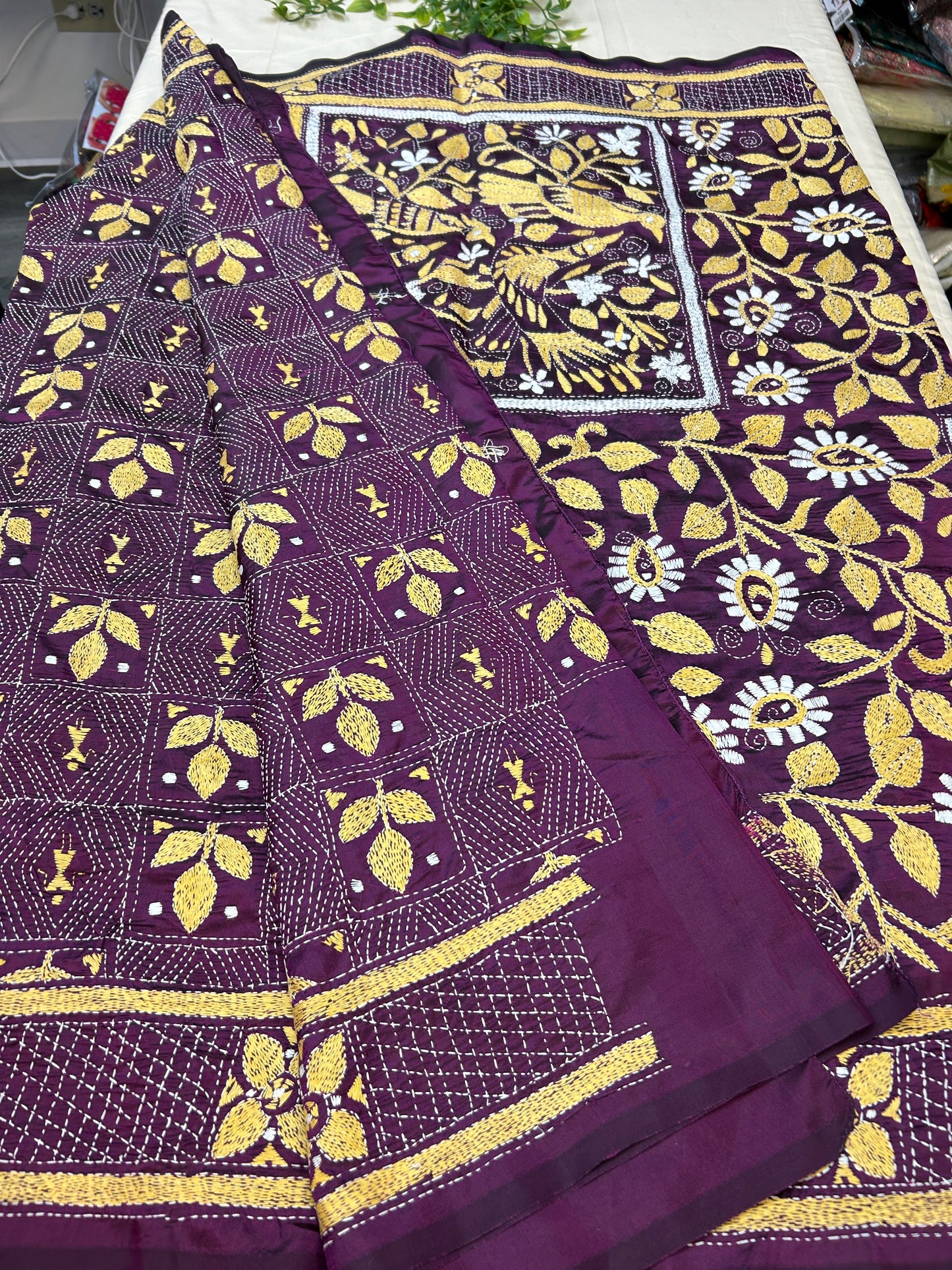 Kantha stitch saree - Kurti Connection USA