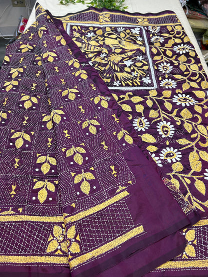 Kantha stitch saree - Kurti Connection USA