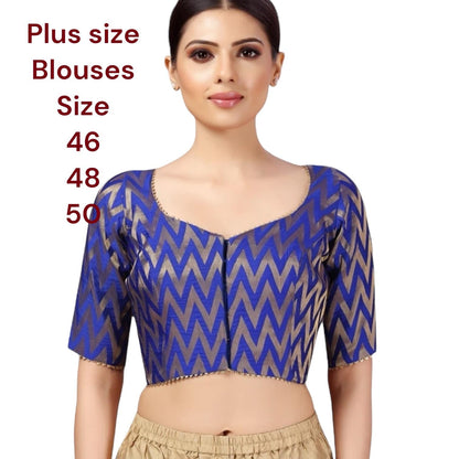 Royal blue blouse : plus size blouse - Kurti Connection USA
