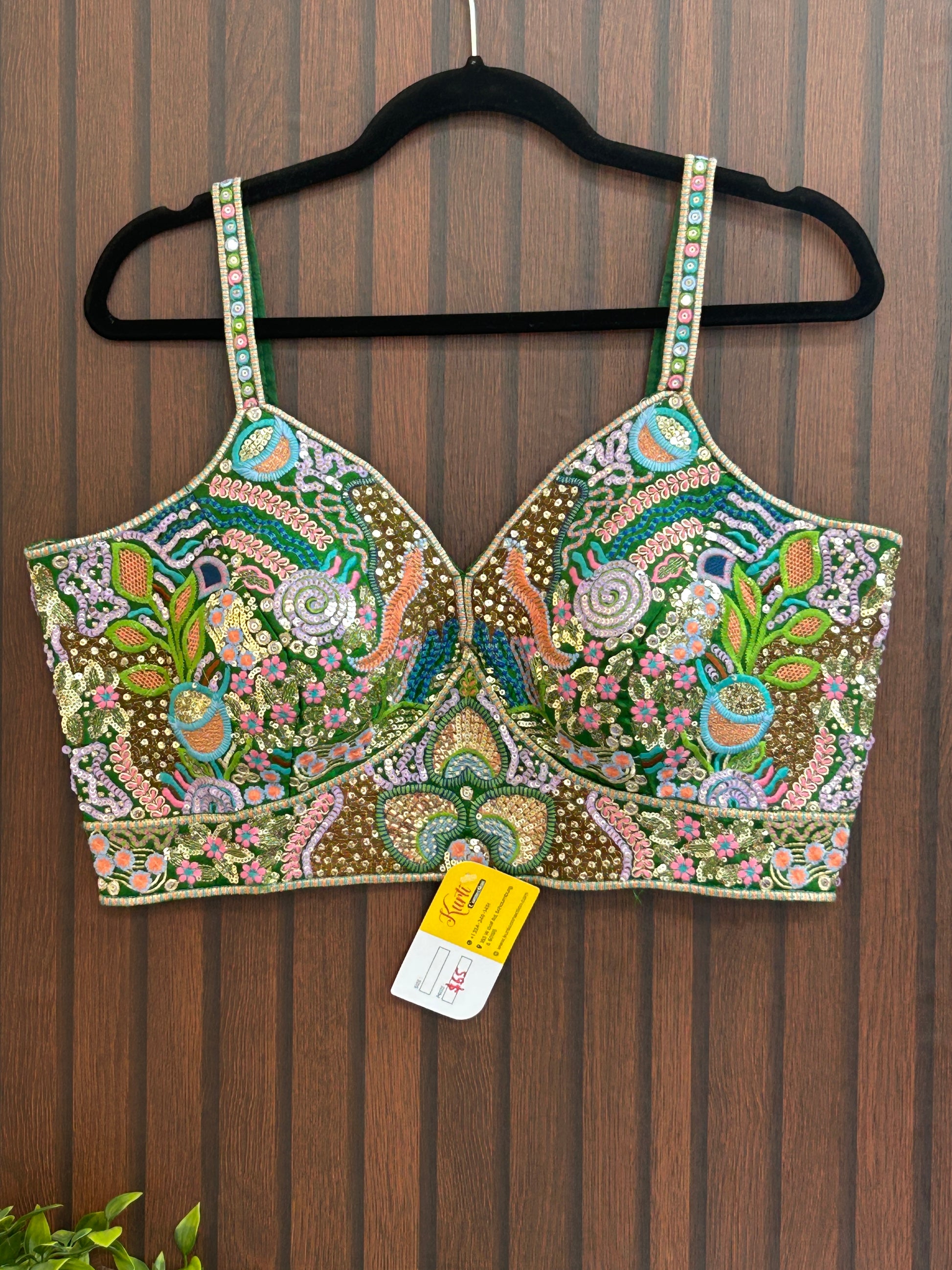 Embroidered sleeveless blouse - Kurti Connection USA