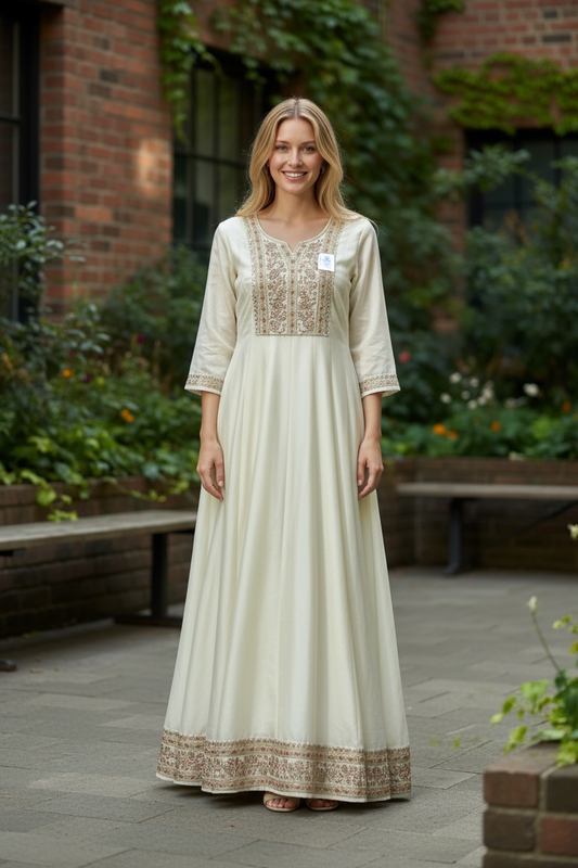 Silk long kurti set - Kurti Connection USA