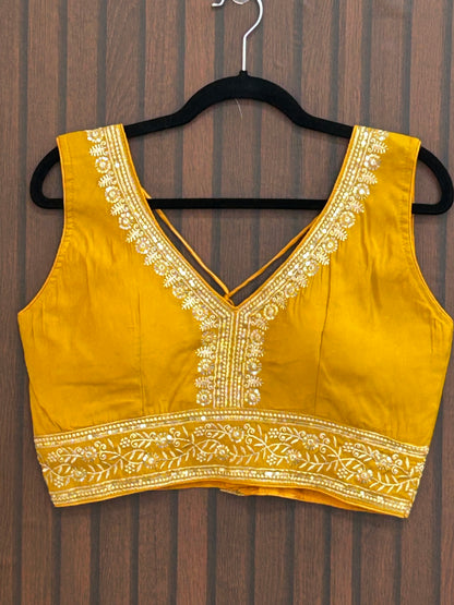 Mustard yellow blouse by Kurti Connection USA