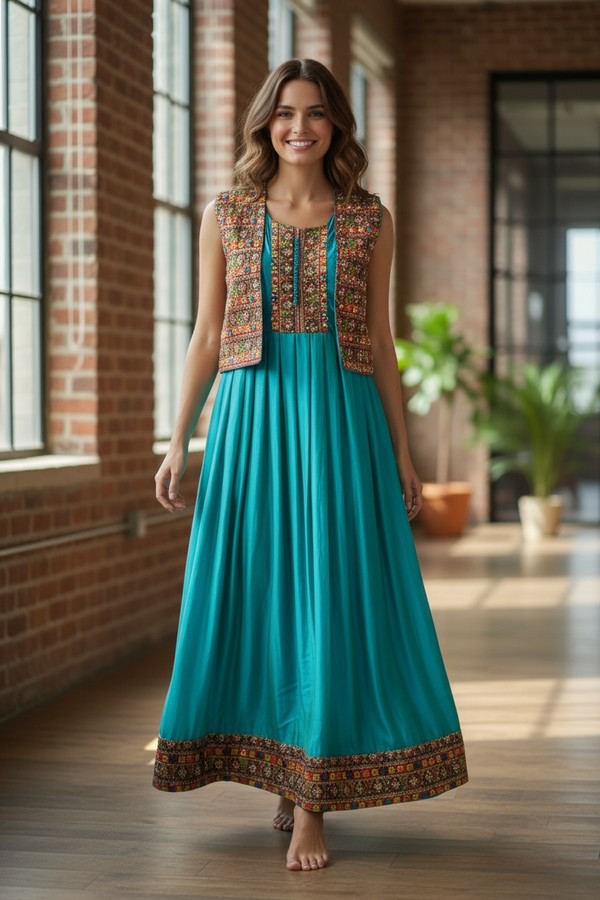 Silk long kurti by Kurti Connection USA