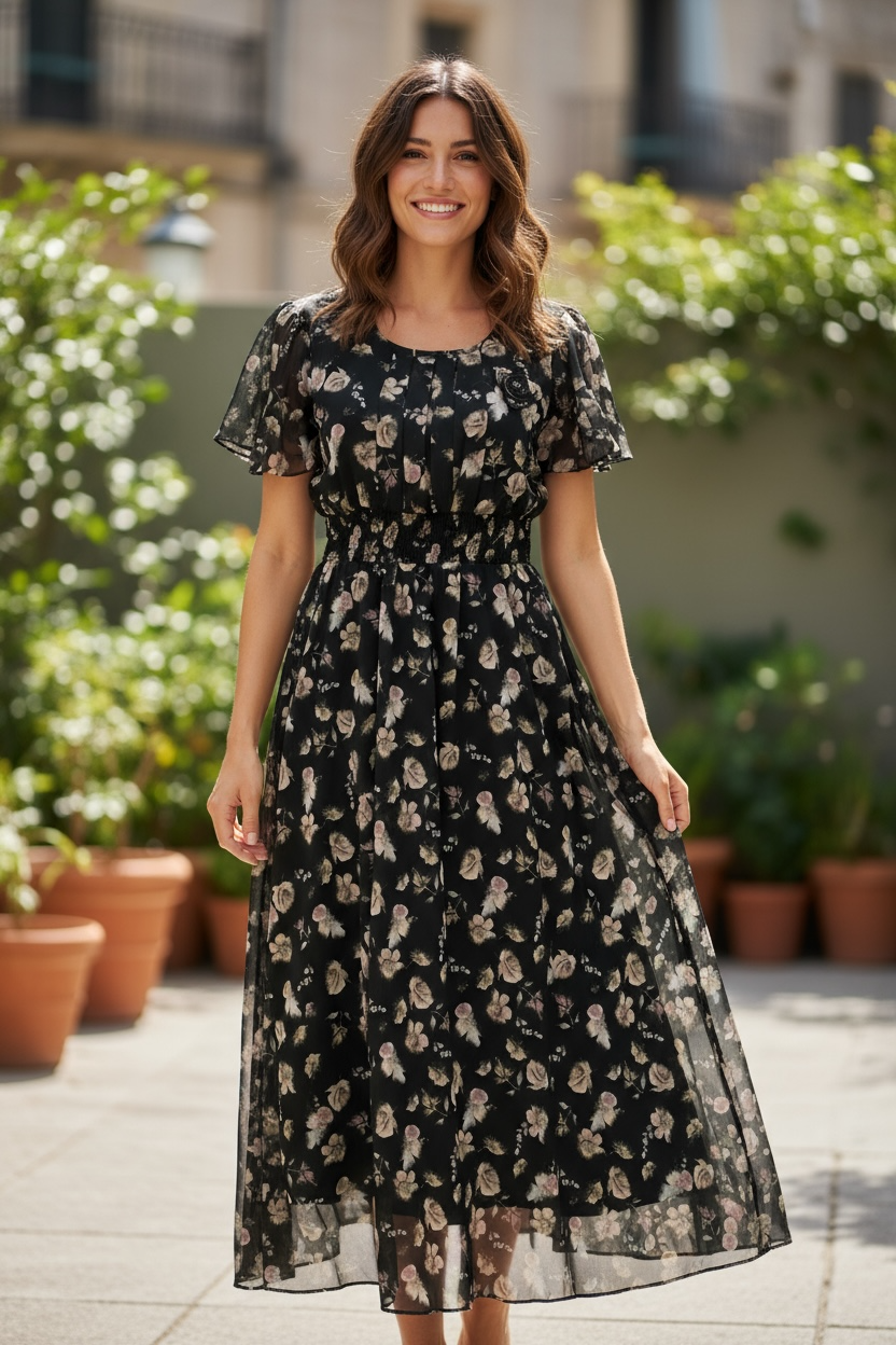 Chiffon long dress by Kurti Connection USA